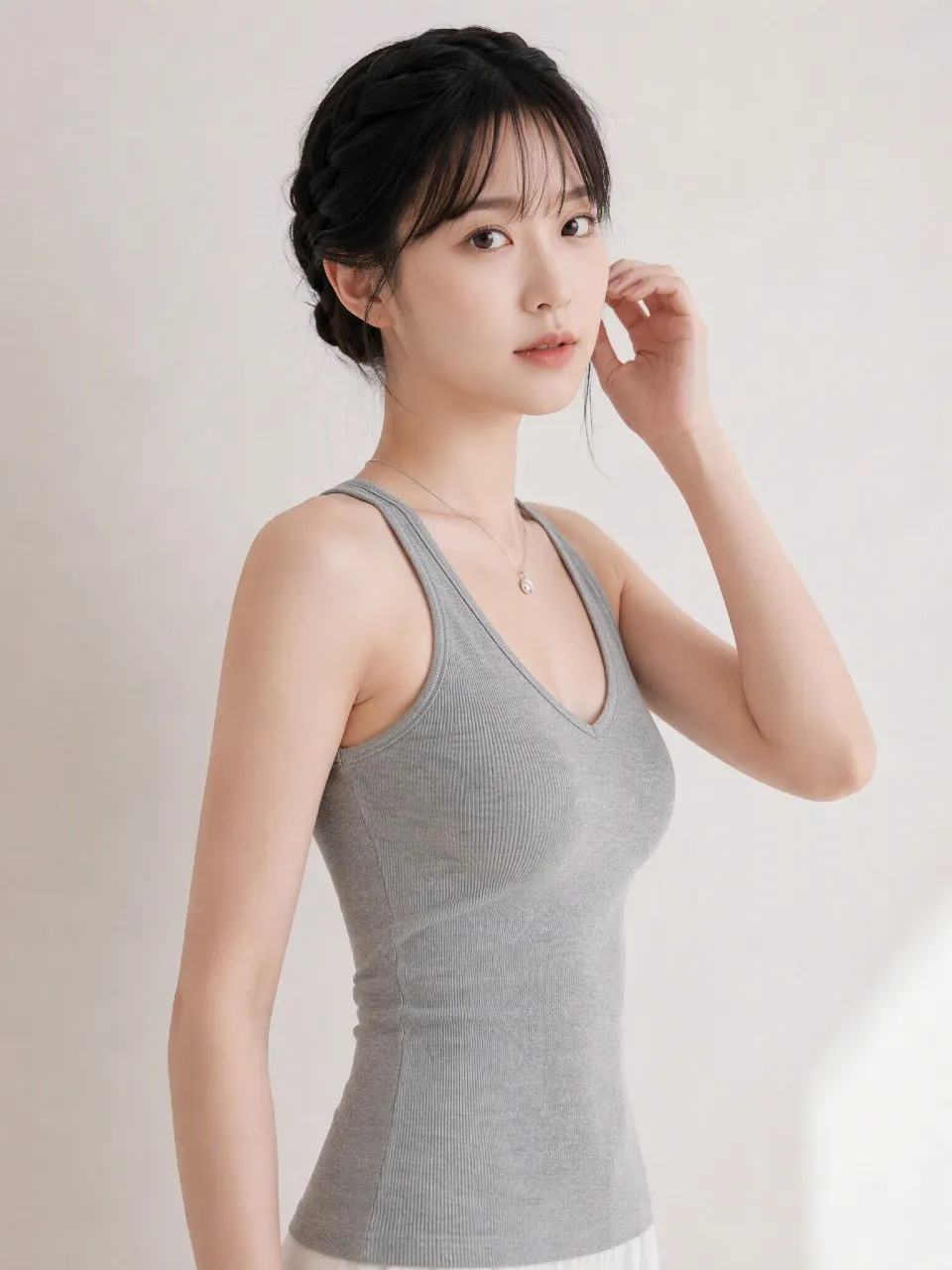 細肩帶修身背心(帶胸墊)-1