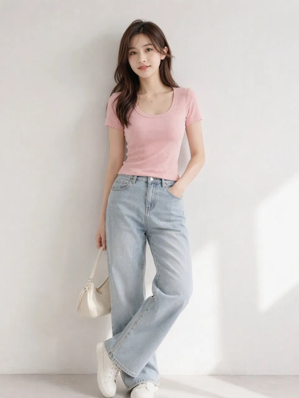 方領修身短袖上衣-2